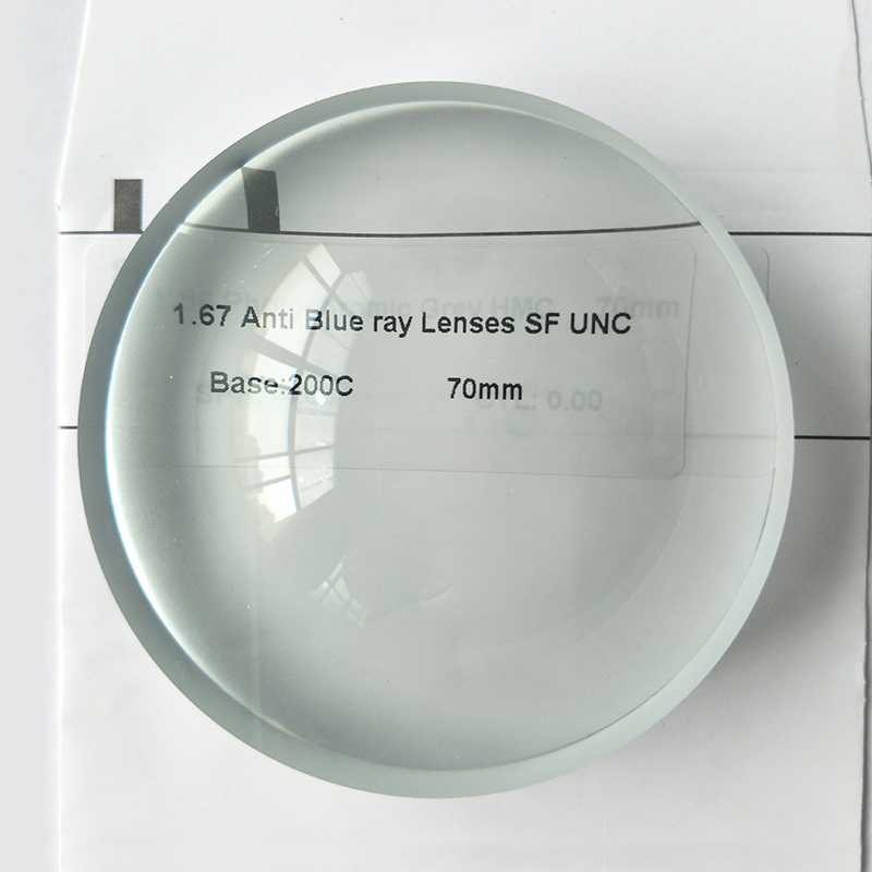 Полуфабрикатная однофокальная линза с синим блоком 1,67