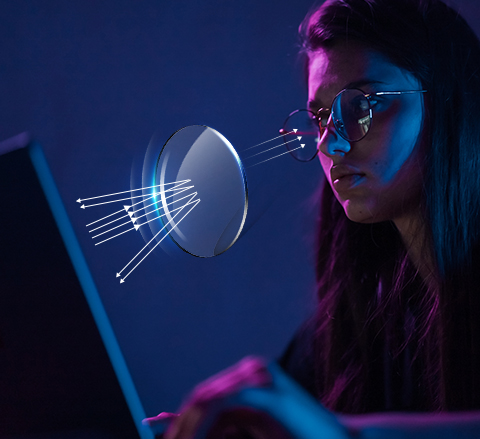 Синие блочные линзы